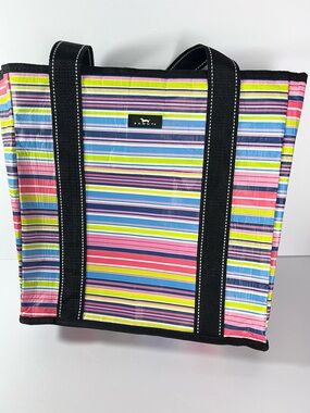 Scout Tote Bag striped zipper closure Wipe Clean material beachbag Shopping